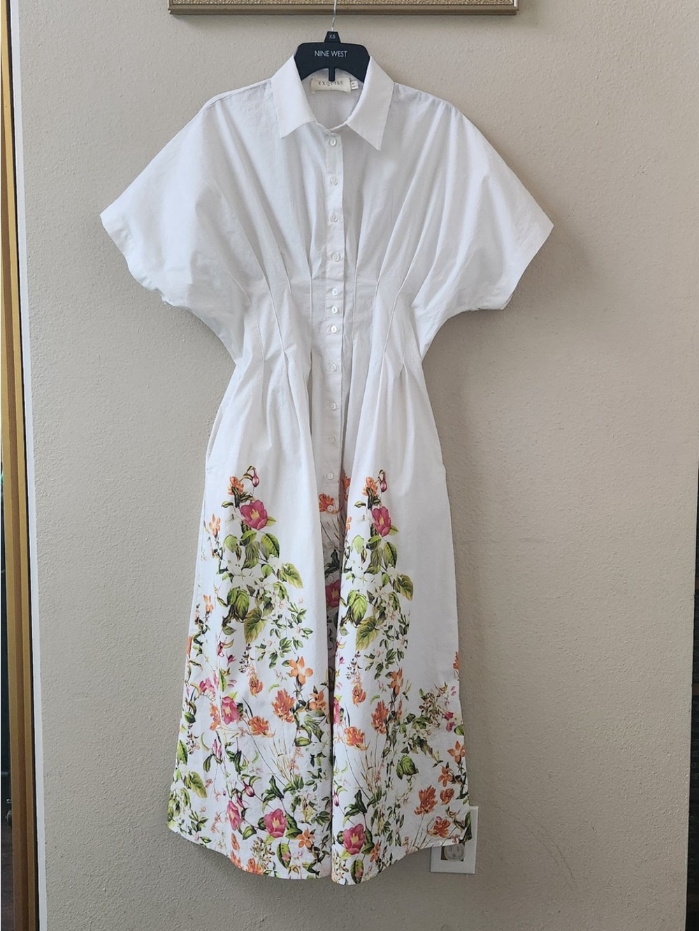 Anthropologie x Exquise The Tobie Button-Front Pleated cotton Shirt Dress size L